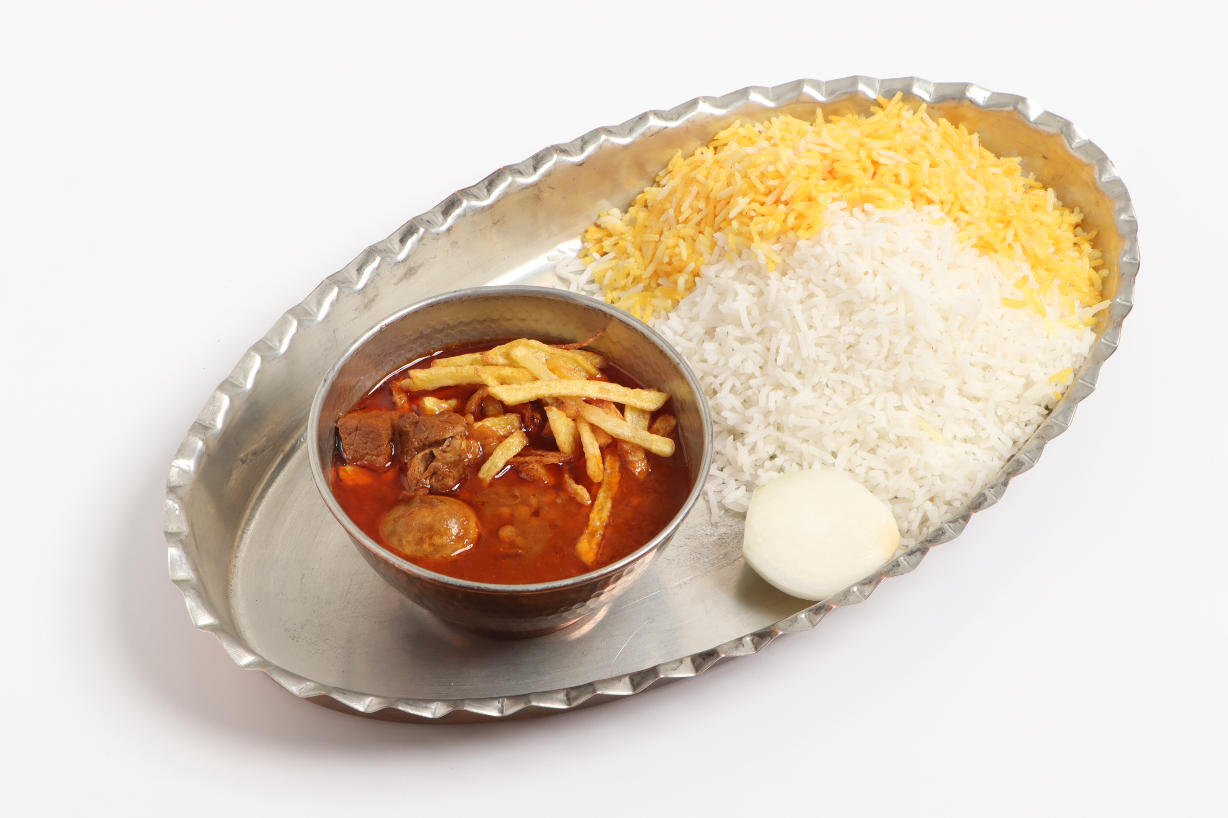 چلو خورشت قیمه سیب زمینی